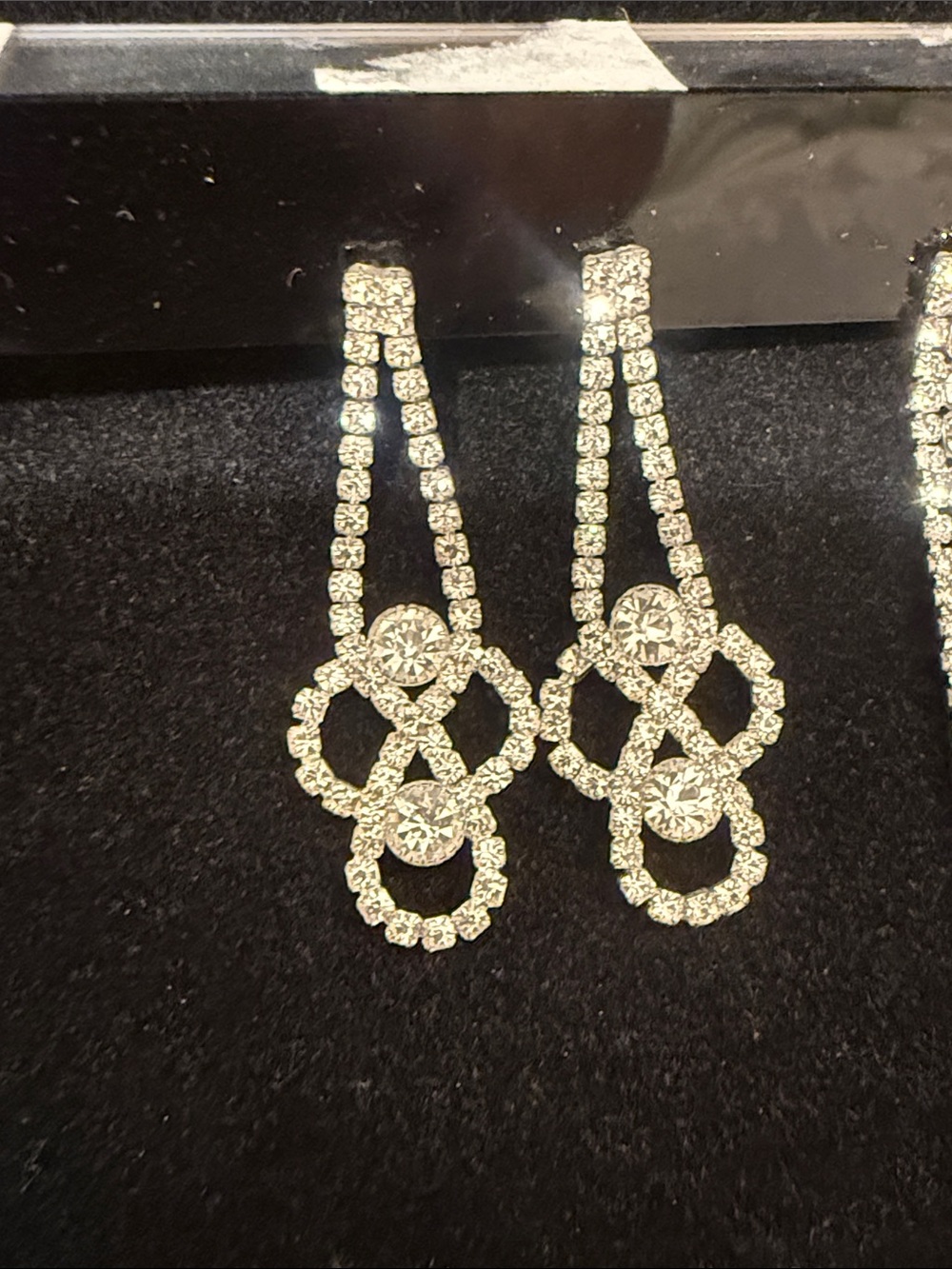 Crystal Drop Dangle Earrings - Silver Rhinestone